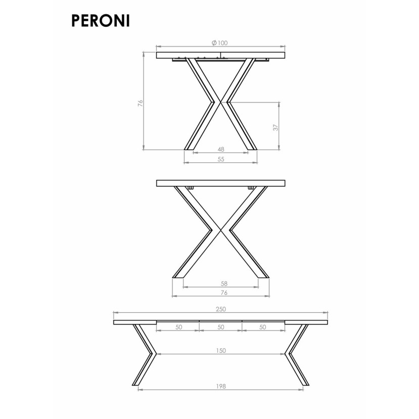 PERONI prailginamas staliukas, graikinis riešutas/juodas