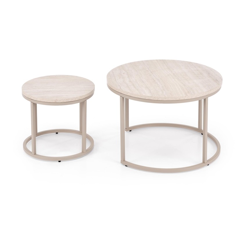 PAOLA set of 2 c. tables, travertine / cashmere PAOLA set of 2 c. tables, travertine / cashmere