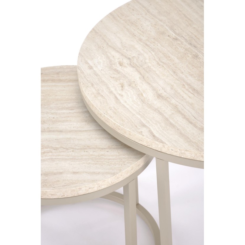 PAOLA set of 2 c. tables, travertine / cashmere PAOLA set of 2 c. tables, travertine / cashmere