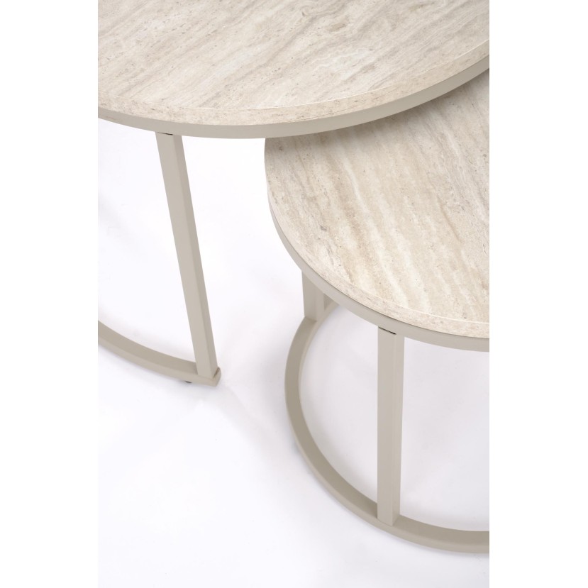 PAOLA set of 2 c. tables, travertine / cashmere PAOLA set of 2 c. tables, travertine / cashmere