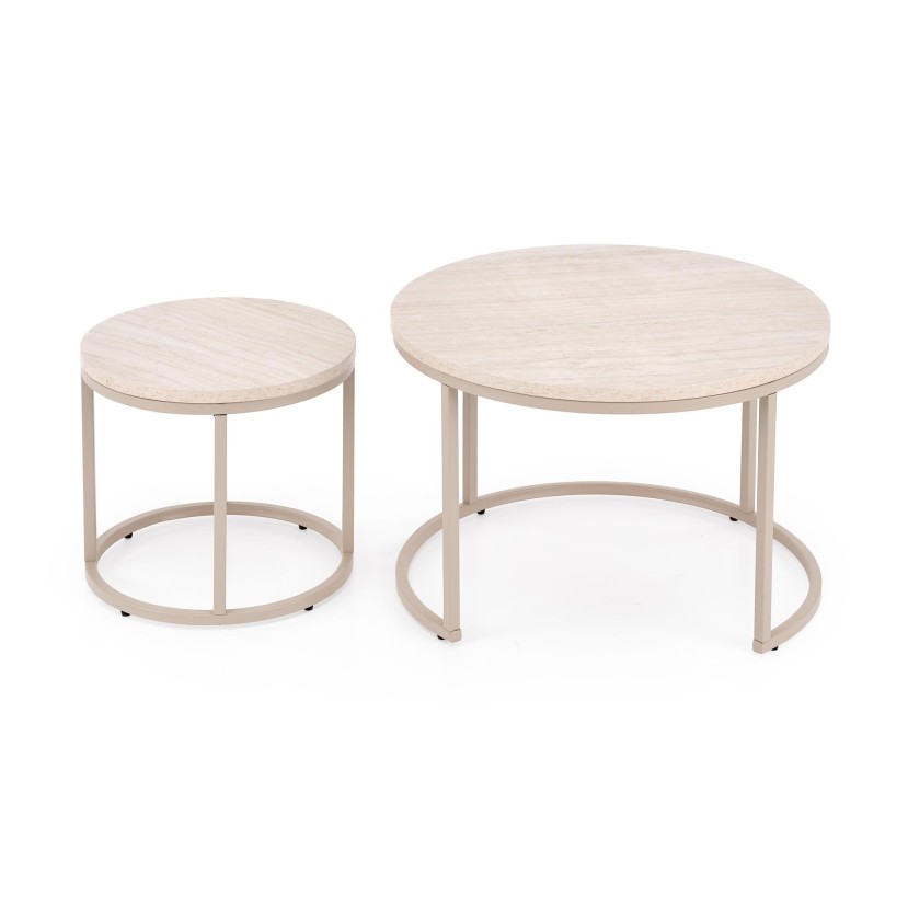 PAOLA set of 2 c. tables, travertine / cashmere PAOLA set of 2 c. tables, travertine / cashmere