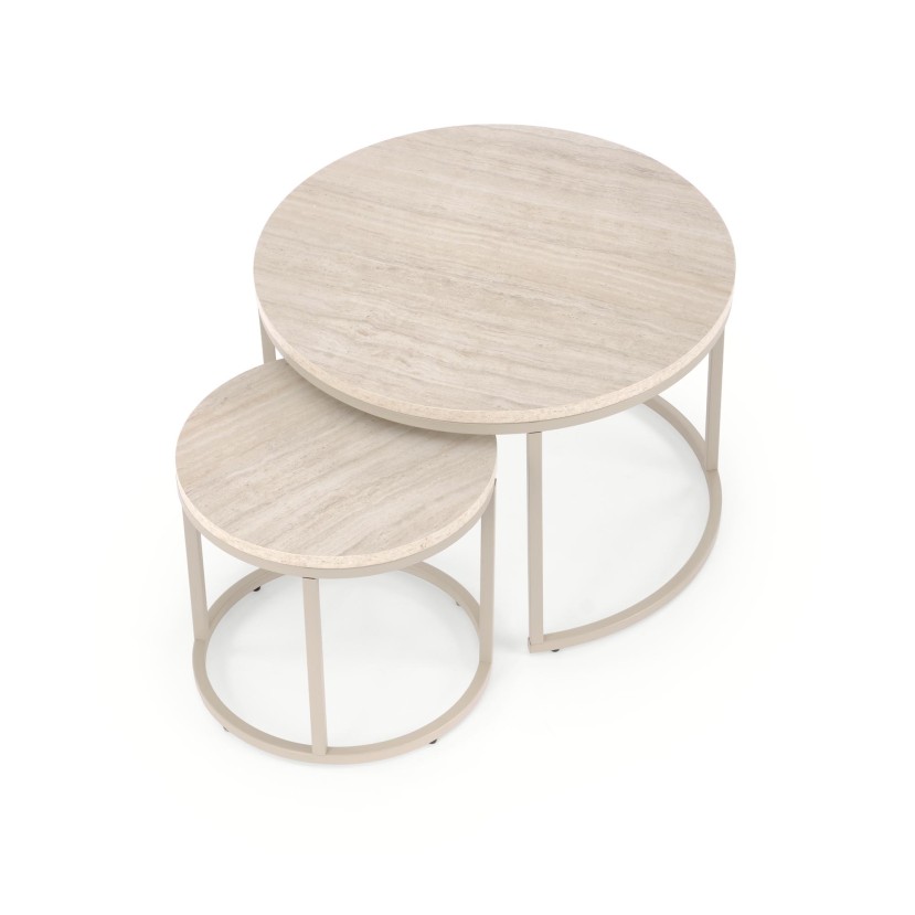 PAOLA set of 2 c. tables, travertine / cashmere PAOLA set of 2 c. tables, travertine / cashmere
