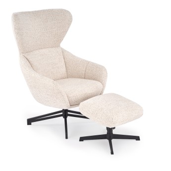 FREDY leisure chair, with stool, l.beige