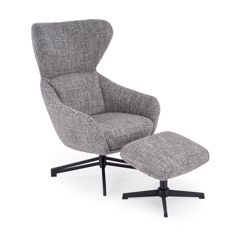 FREDY leisure chair, with stool, grey FREDY leisure chair, with stool, grey