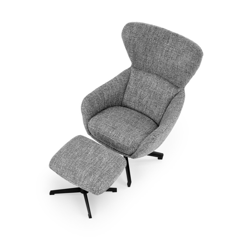 FREDY leisure chair, with stool, grey FREDY leisure chair, with stool, grey