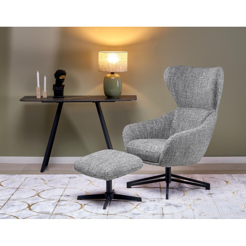 FREDY leisure chair, with stool, grey FREDY leisure chair, with stool, grey