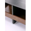 VICKER coffee table with pouffes, table top: black marble, frame: black / walnut, pouffe: d.grey VICKER coffee table with pouffes, table top: black marble, frame: black / walnut, pouffe: d.grey