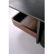 VICKER coffee table with pouffes, table top: black marble, frame: black / walnut, pouffe: d.grey VICKER coffee table with pouffes, table top: black marble, frame: black / walnut, pouffe: d.grey