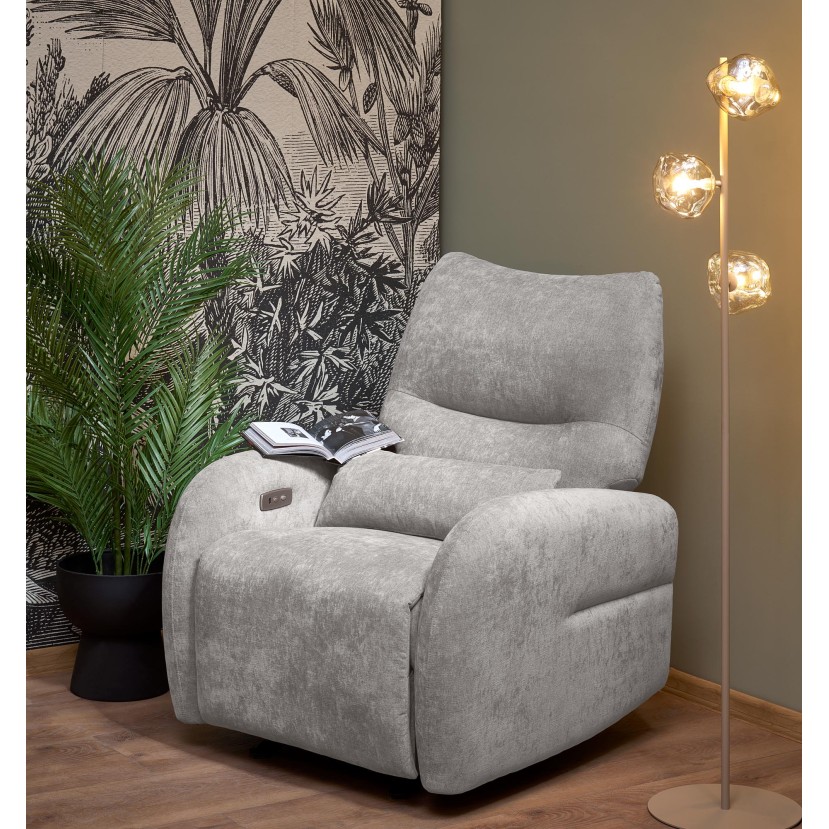 SAXON electric recliner with rocking, grey