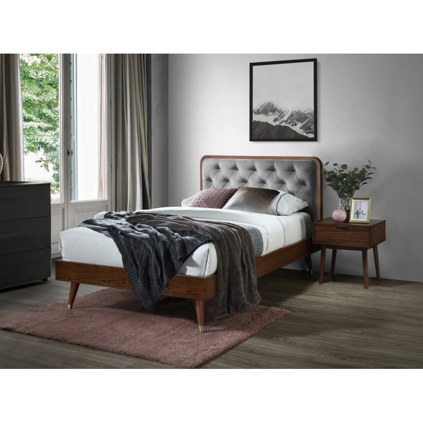 CASSIDY 120 bed, grey / walnut CASSIDY 120 bed, grey / walnut