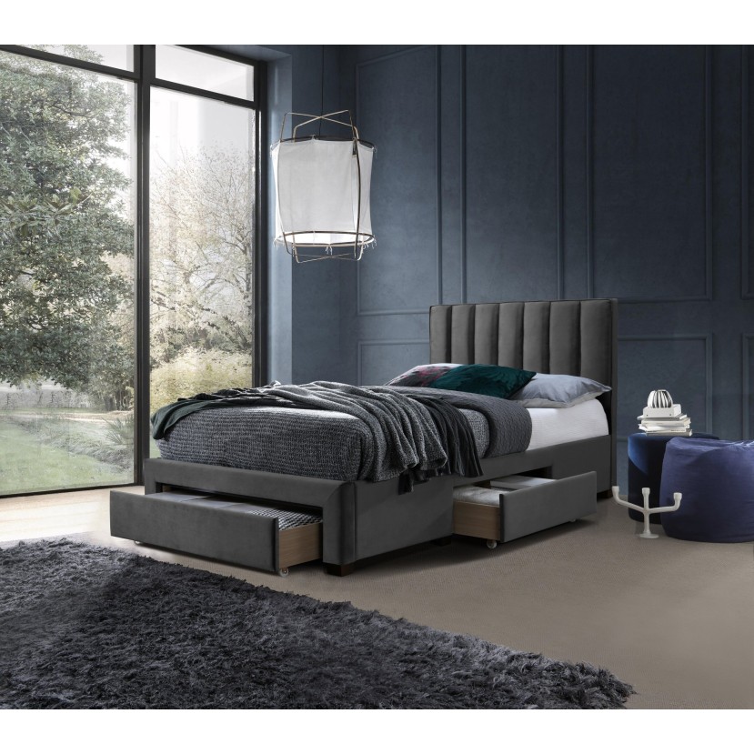 GRACE 120 bed with drawers, color: grey GRACE 120 bed with drawers, color: grey