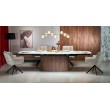 FLAVOR  extension table, white marble / walnut