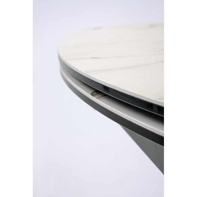 FLAVOR  extension table, white marble / walnut