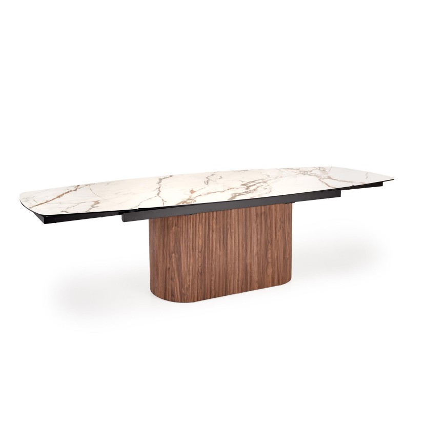FLAVOR  extension table, white marble / walnut