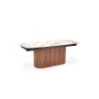 FLAVOR  extension table, white marble / walnut