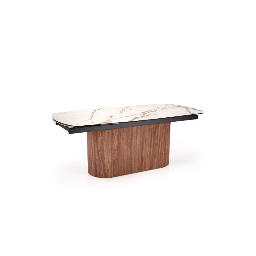 FLAVOR  extension table, white marble / walnut