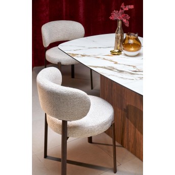 FLAVOR extension table, white marble / walnut FLAVOR extension table, white marble / walnut