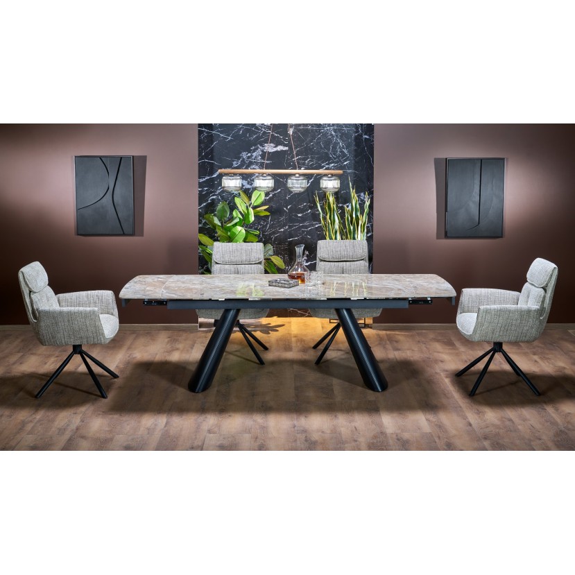 VINCE extension table brown marble / black VINCE extension table brown marble / black