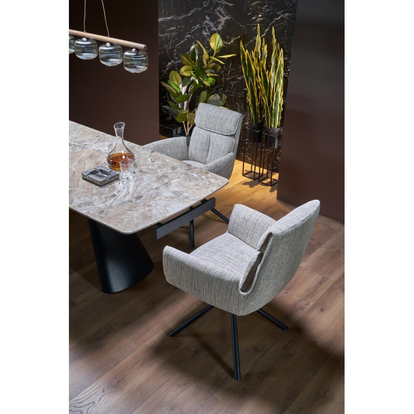 VINCE extension table brown marble / black VINCE extension table brown marble / black