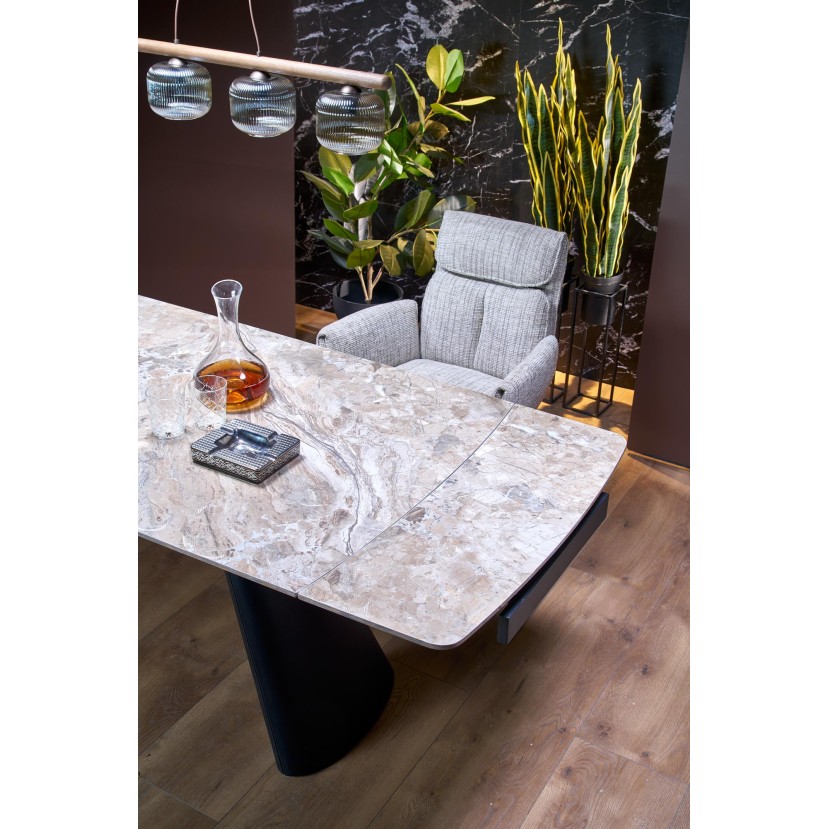 VINCE extension table brown marble / black VINCE extension table brown marble / black