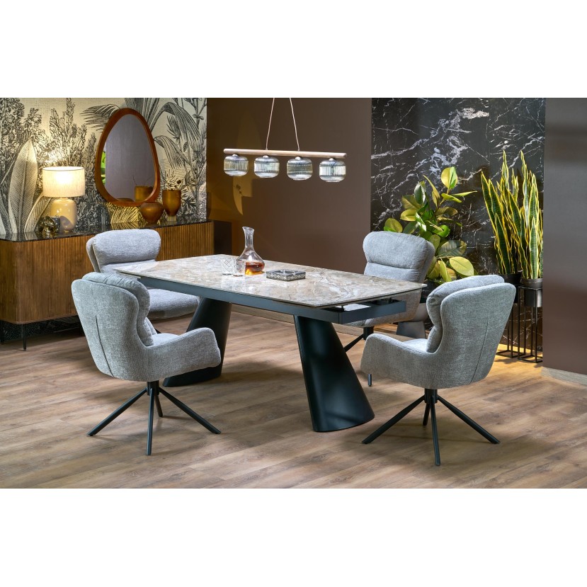 VINCE extension table brown marble / black VINCE extension table brown marble / black