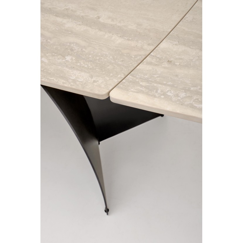 VITRUS extension table, light travertine / black VITRUS extension table, light travertine / black