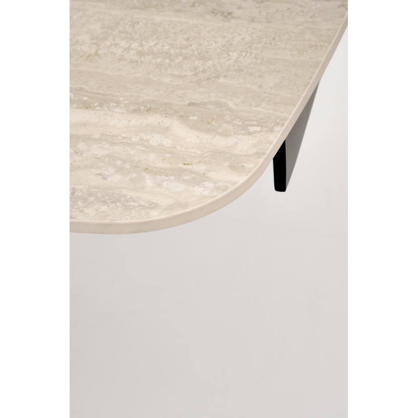 VITRUS extension table, light travertine / black VITRUS extension table, light travertine / black