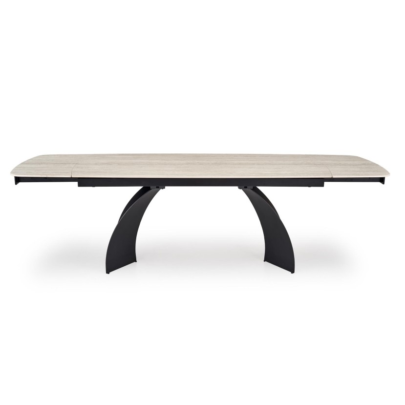 VITRUS extension table, light travertine / black VITRUS extension table, light travertine / black