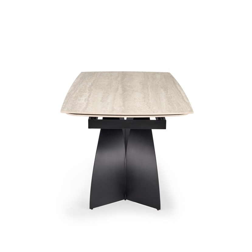 VITRUS extension table, light travertine / black VITRUS extension table, light travertine / black