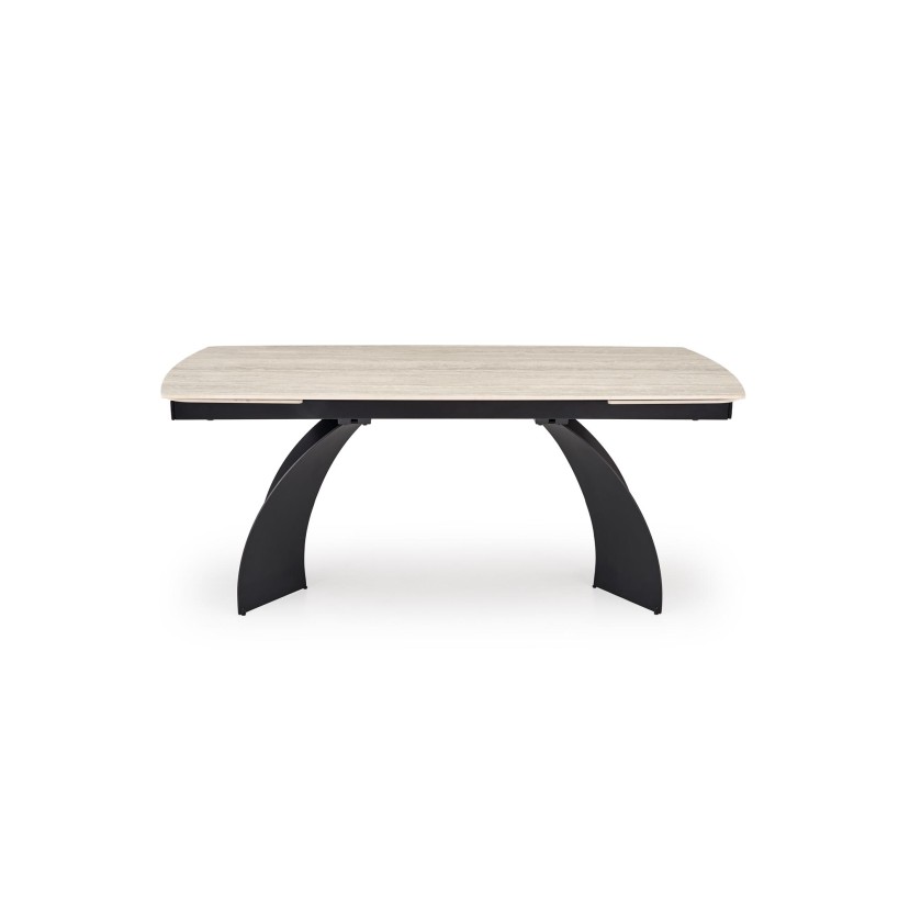 VITRUS extension table, light travertine / black VITRUS extension table, light travertine / black