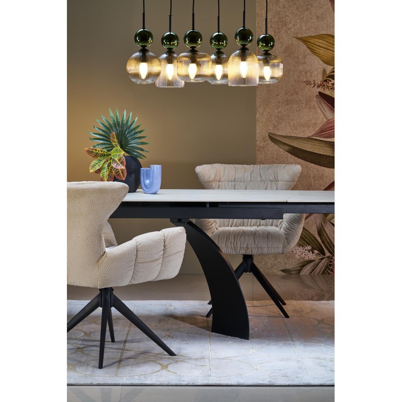 VITRUS extension table, light travertine / black VITRUS extension table, light travertine / black