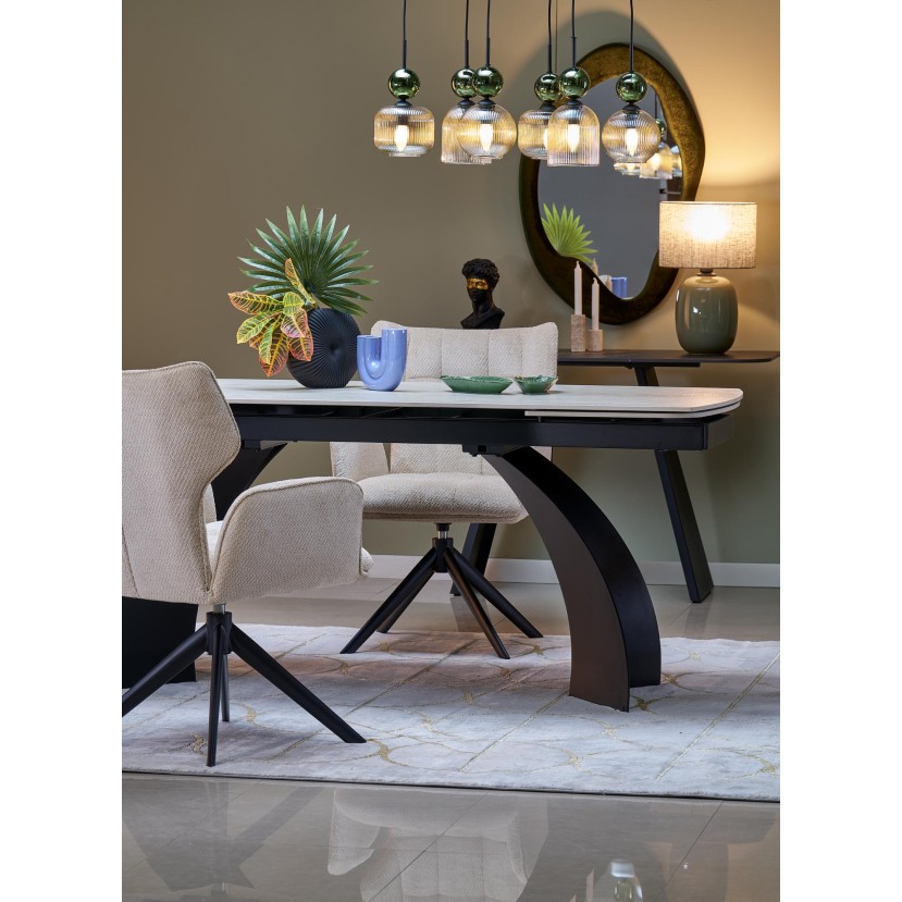 VITRUS extension table, light travertine / black VITRUS extension table, light travertine / black