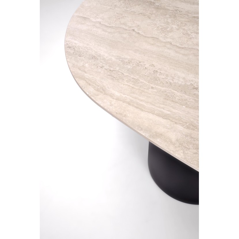 JULIUS oval table, light travertine / black JULIUS oval table, light travertine / black