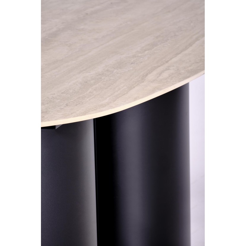 JULIUS oval table, light travertine / black JULIUS oval table, light travertine / black