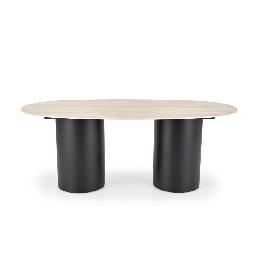 JULIUS oval table, light travertine / black JULIUS oval table, light travertine / black