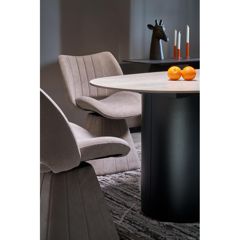 JULIUS oval table, light travertine / black JULIUS oval table, light travertine / black