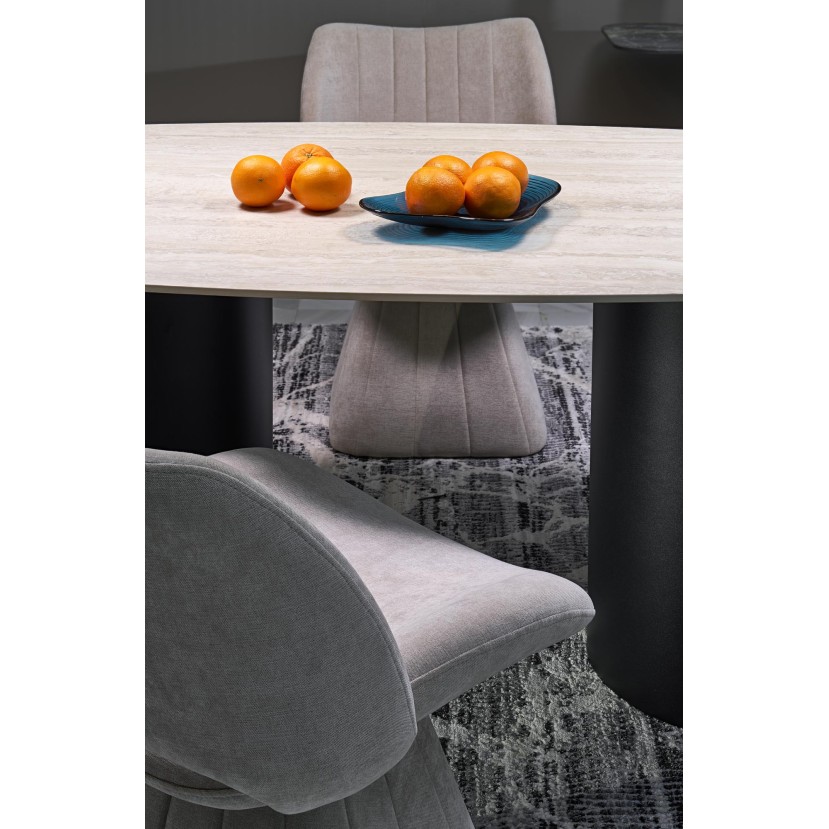 JULIUS oval table, light travertine / black JULIUS oval table, light travertine / black