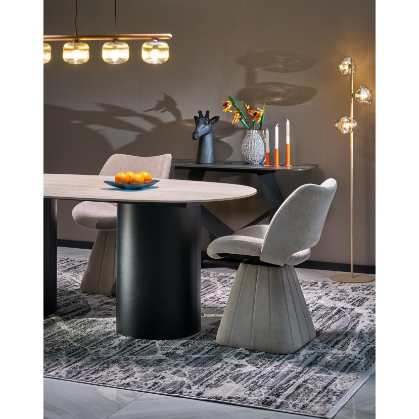 JULIUS oval table, light travertine / black JULIUS oval table, light travertine / black