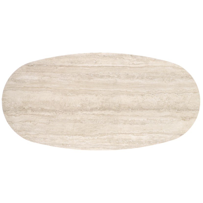 JULIUS oval table, light travertine / black JULIUS oval table, light travertine / black