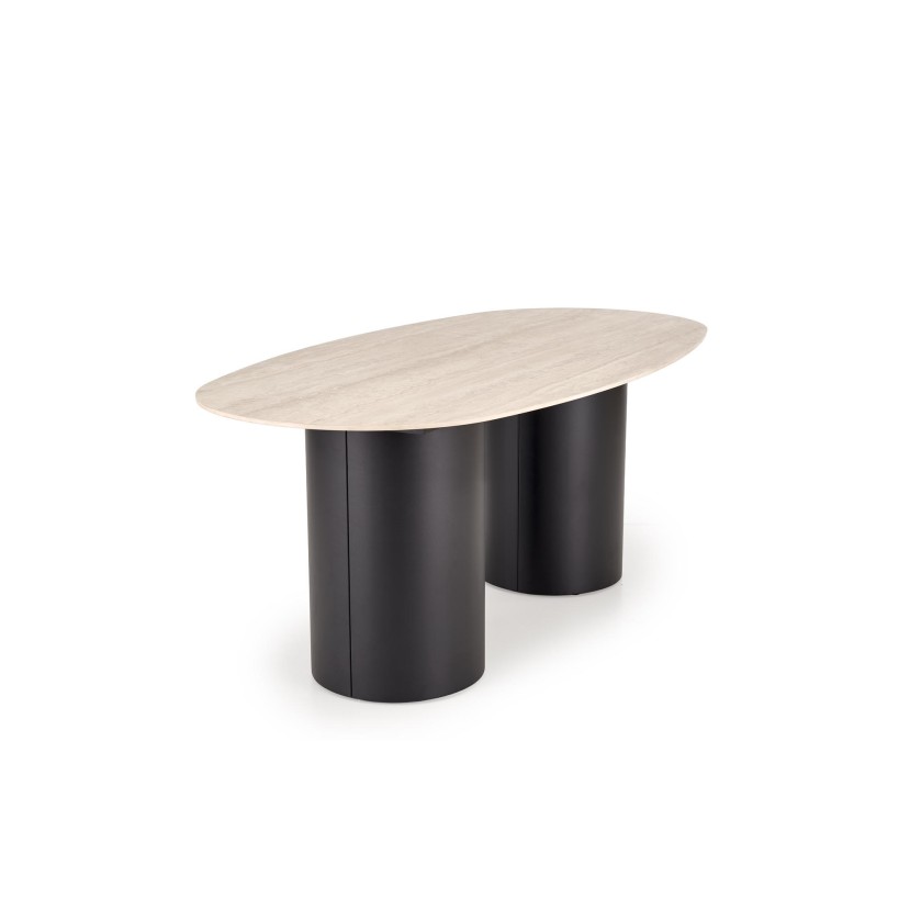 JULIUS oval table, light travertine / black JULIUS oval table, light travertine / black