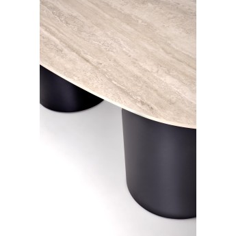 JULIUS oval table, light travertine / black JULIUS oval table, light travertine / black
