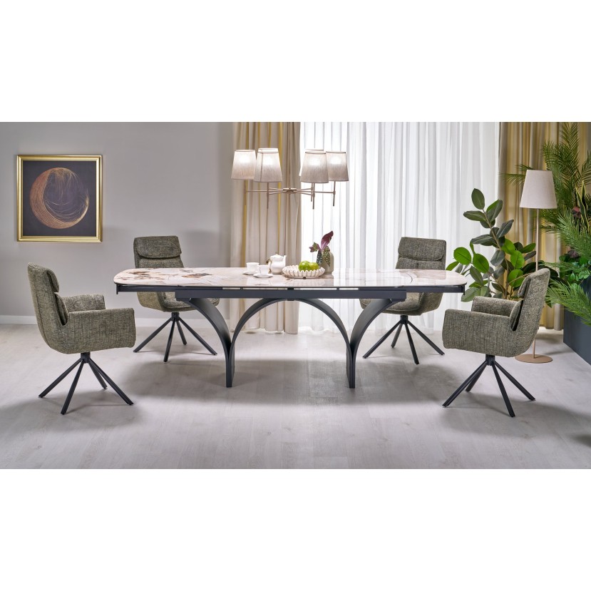ALTER oval table, beige marble / black ALTER oval table, beige marble / black