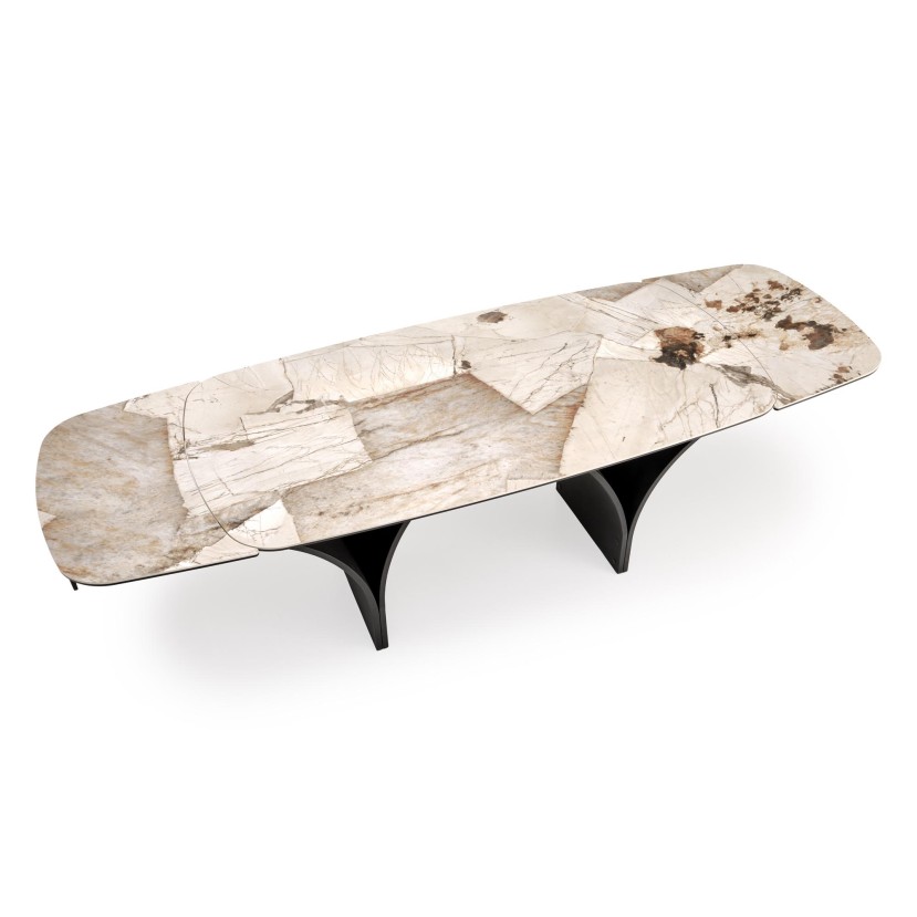 ALTER oval table, beige marble / black ALTER oval table, beige marble / black