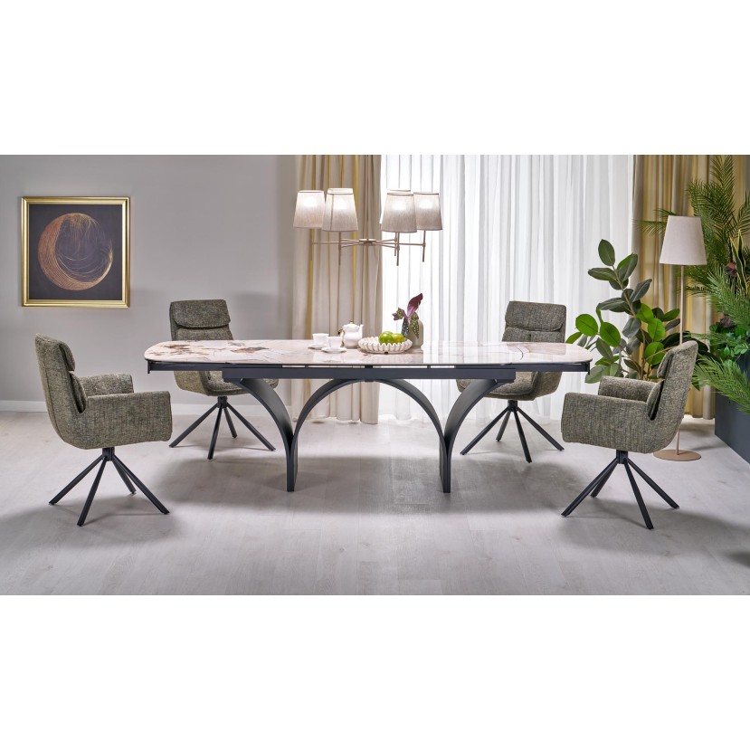 ALTER oval table, beige marble / black ALTER oval table, beige marble / black