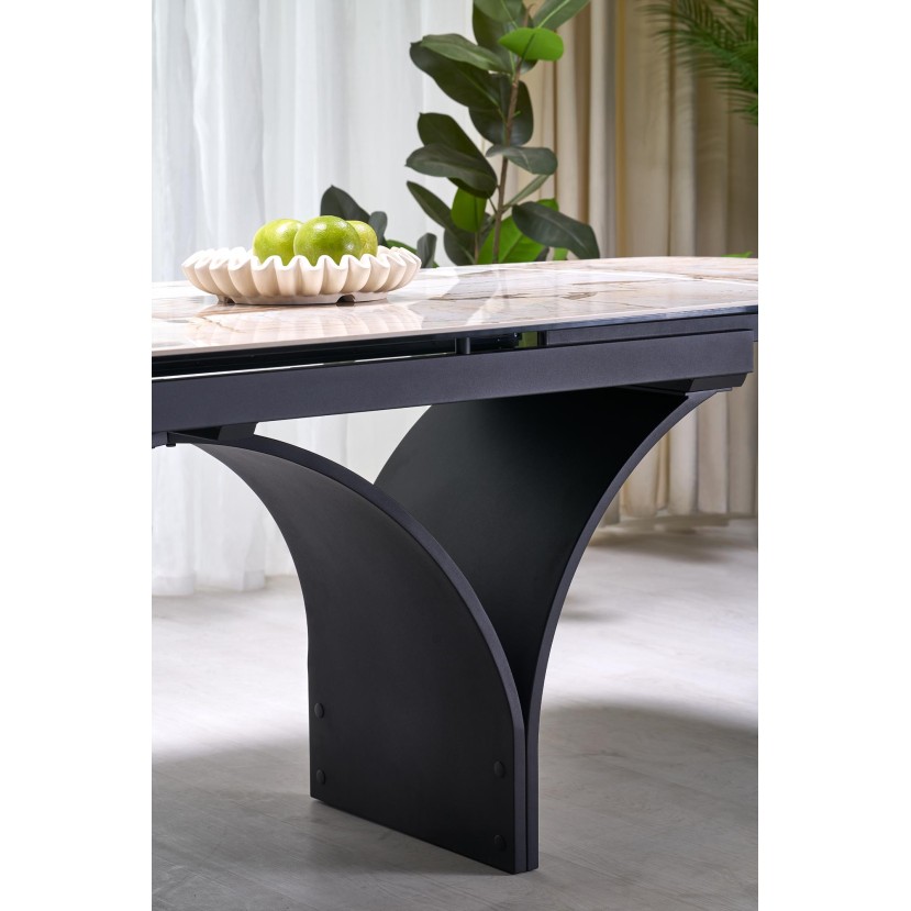 ALTER oval table, beige marble / black ALTER oval table, beige marble / black