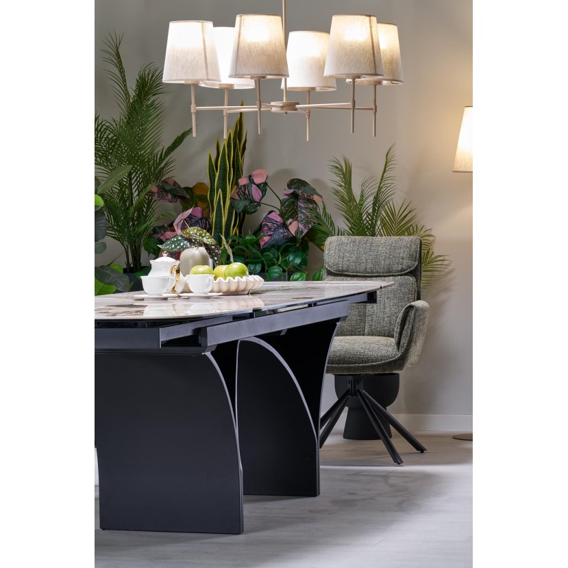 ALTER oval table, beige marble / black ALTER oval table, beige marble / black