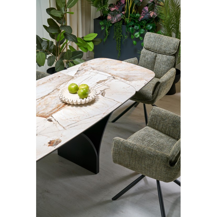 ALTER oval table, beige marble / black ALTER oval table, beige marble / black