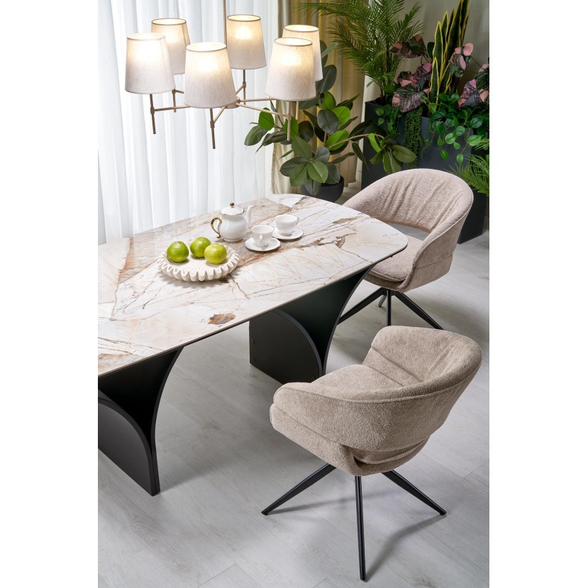 ALTER oval table, beige marble / black ALTER oval table, beige marble / black