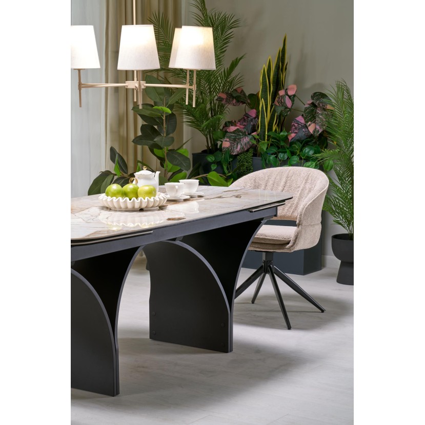 ALTER oval table, beige marble / black ALTER oval table, beige marble / black