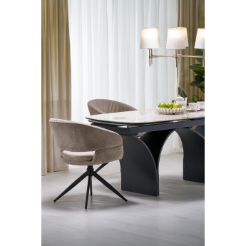 ALTER oval table, beige marble / black ALTER oval table, beige marble / black